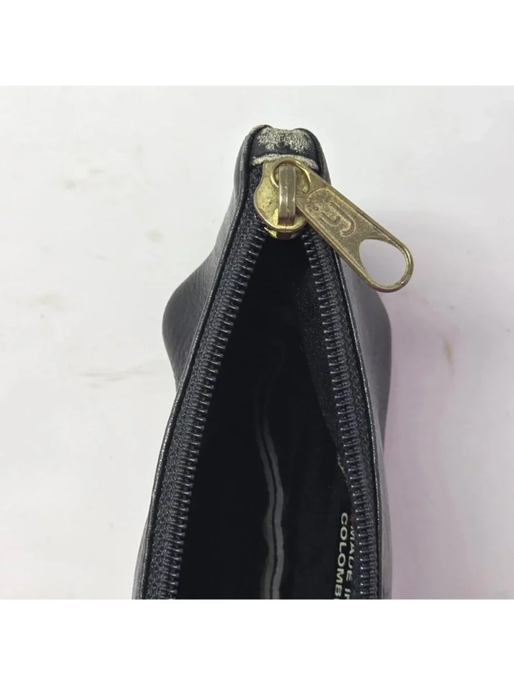 Vintage Hobo International Black Leather Zippered‎ Pouch Made In Colombia